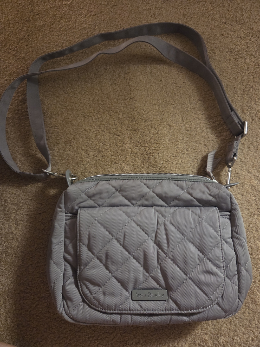 Vera Bradley Quilted Crossbody Bag in Light Gray
